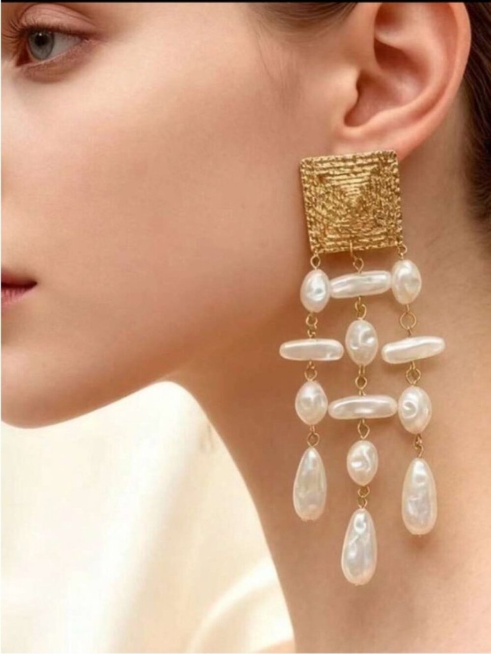 Baroque Pearl Cascade Chandelier Earrings